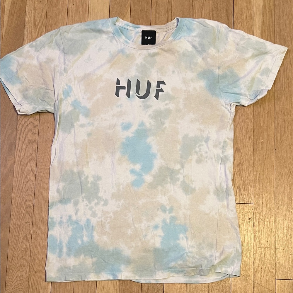 HUF mens Tie-Dye T-Shirt - Blue and Cream size Medium